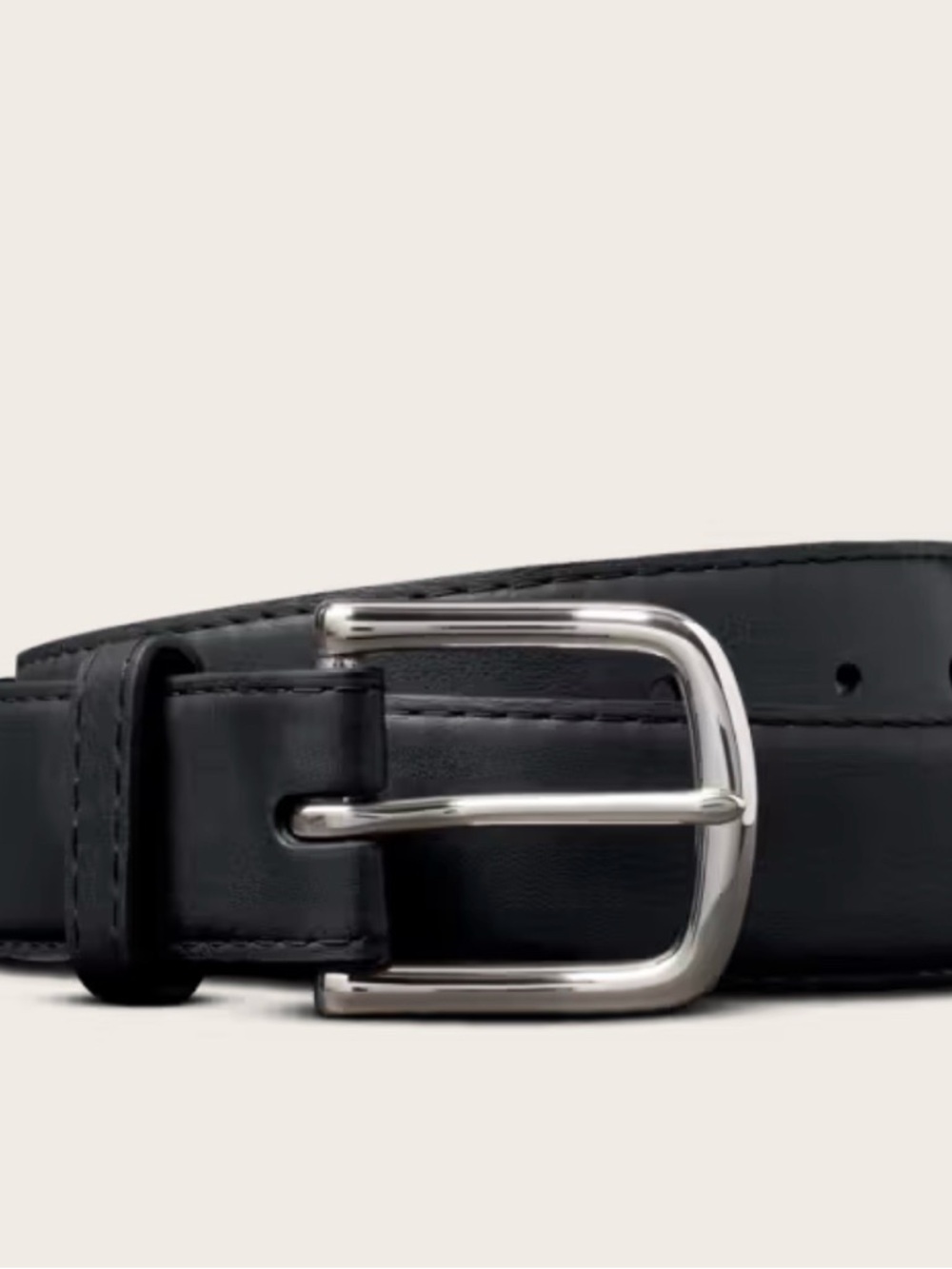 Tecovas Classic Black Leather Men's Belt with Silver Buckle